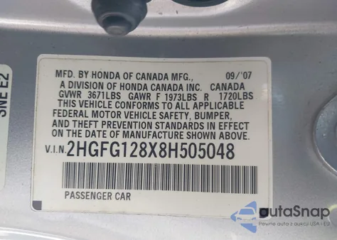 2008 Honda Civic Ex from USA, damaged, VIN 2HGFG128X8H505048